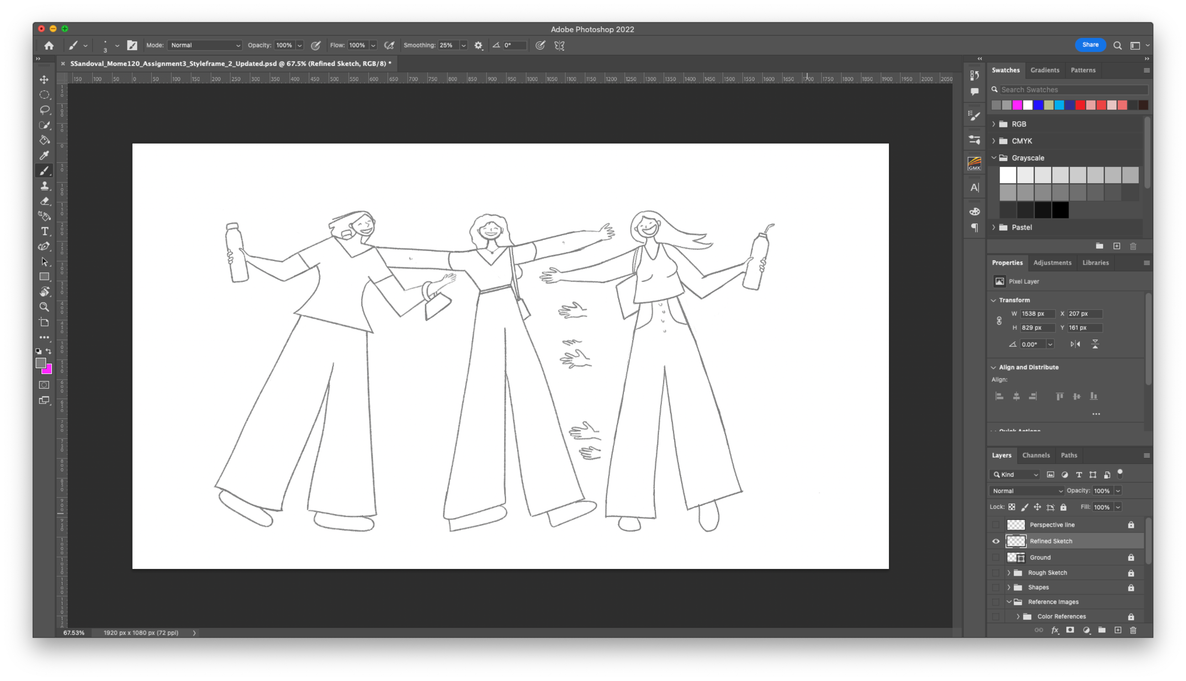 Refined Sketch, playing with hands