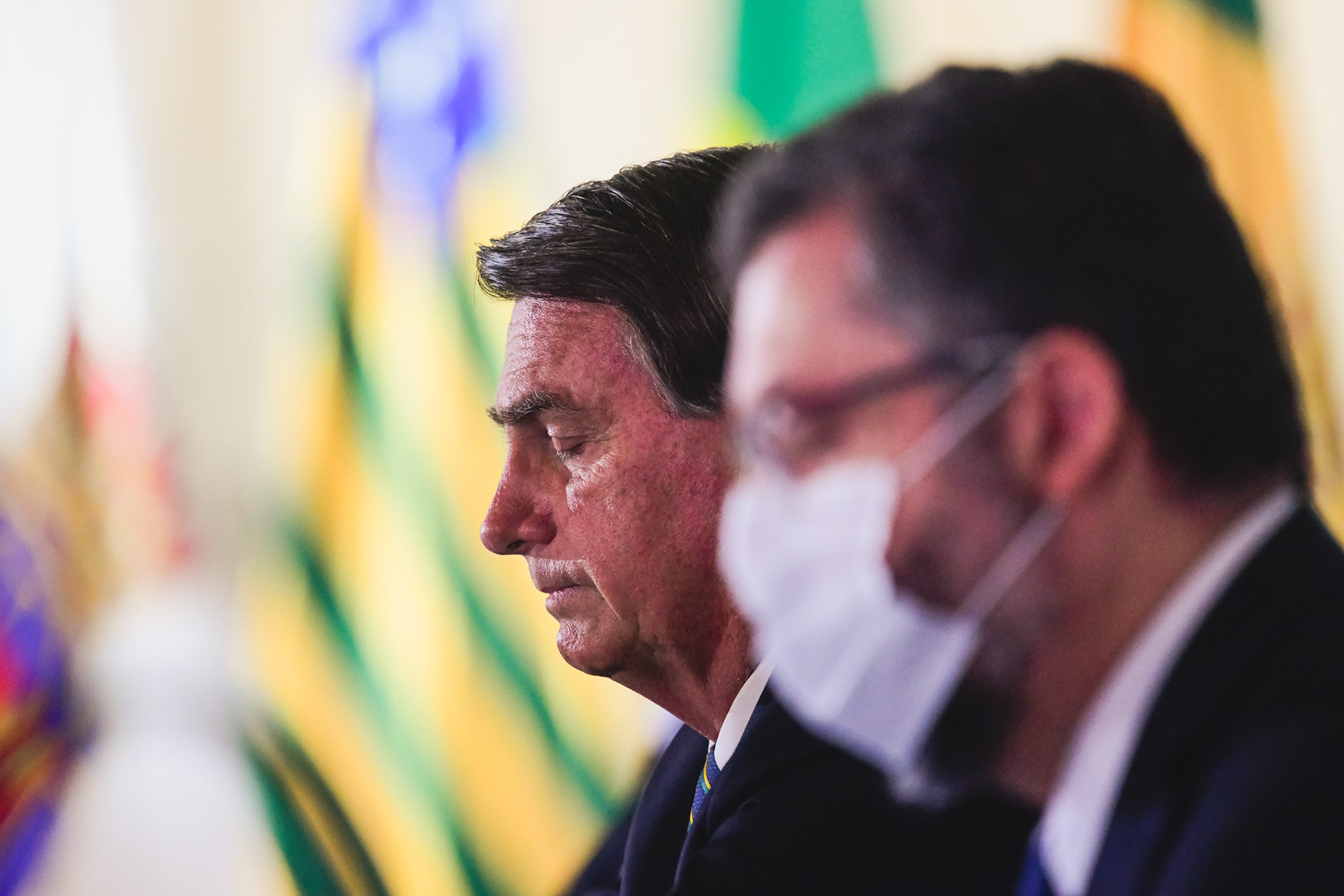 Presidente Jair Bolsonaro e Ernesto Araújo, cerimônia do Dia do Diplomata, Palácio Itamaraty, 10/08/2020.