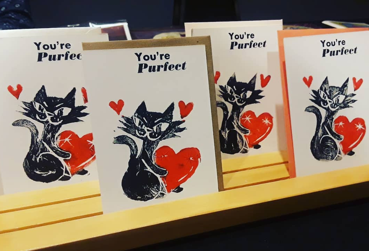 "You're Purfect" Letterpress & Lino printed cards