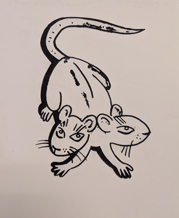 "Two-headed Rat" Lithograph