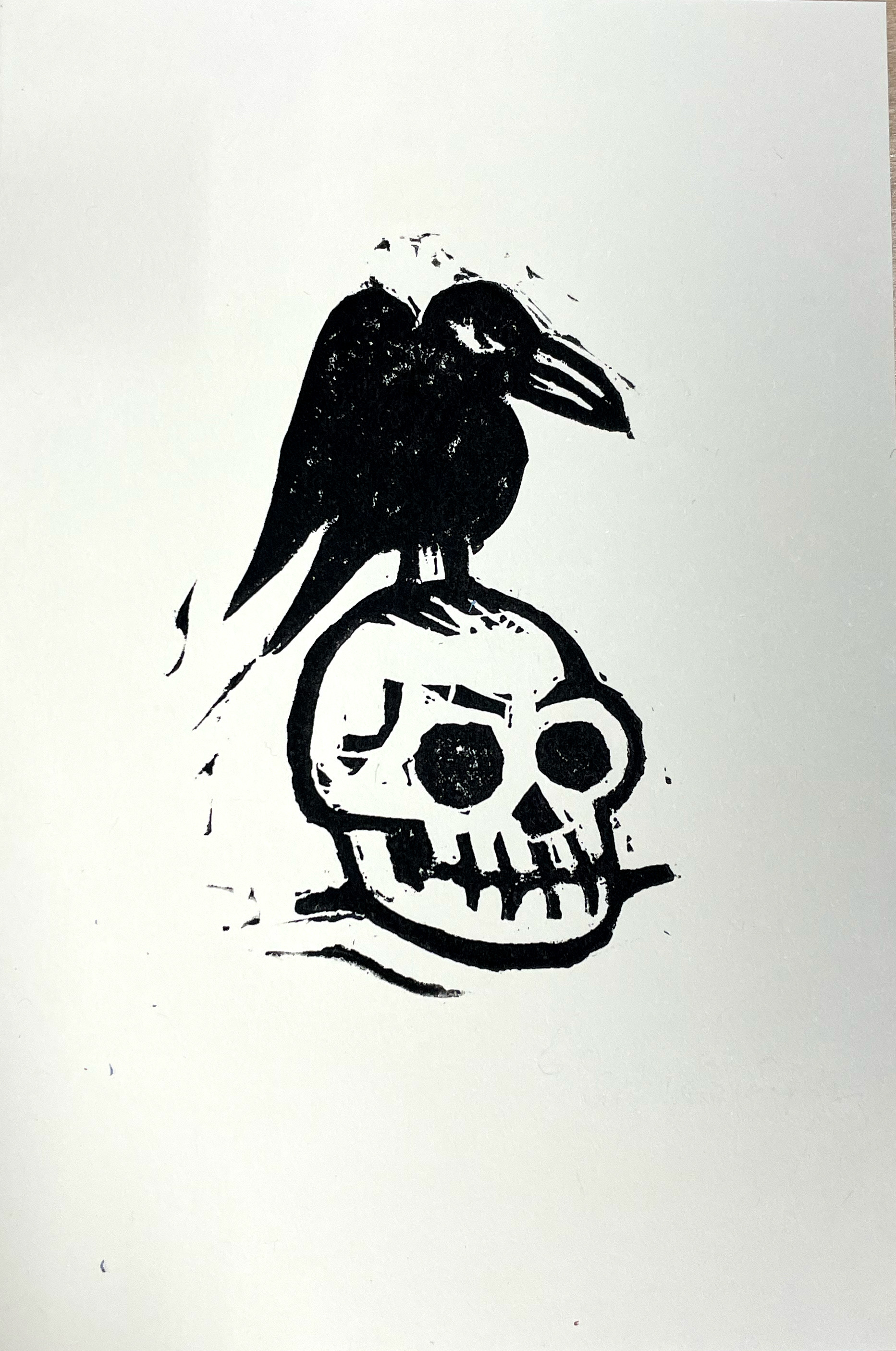 "Crow & Skull" Relief Printing
