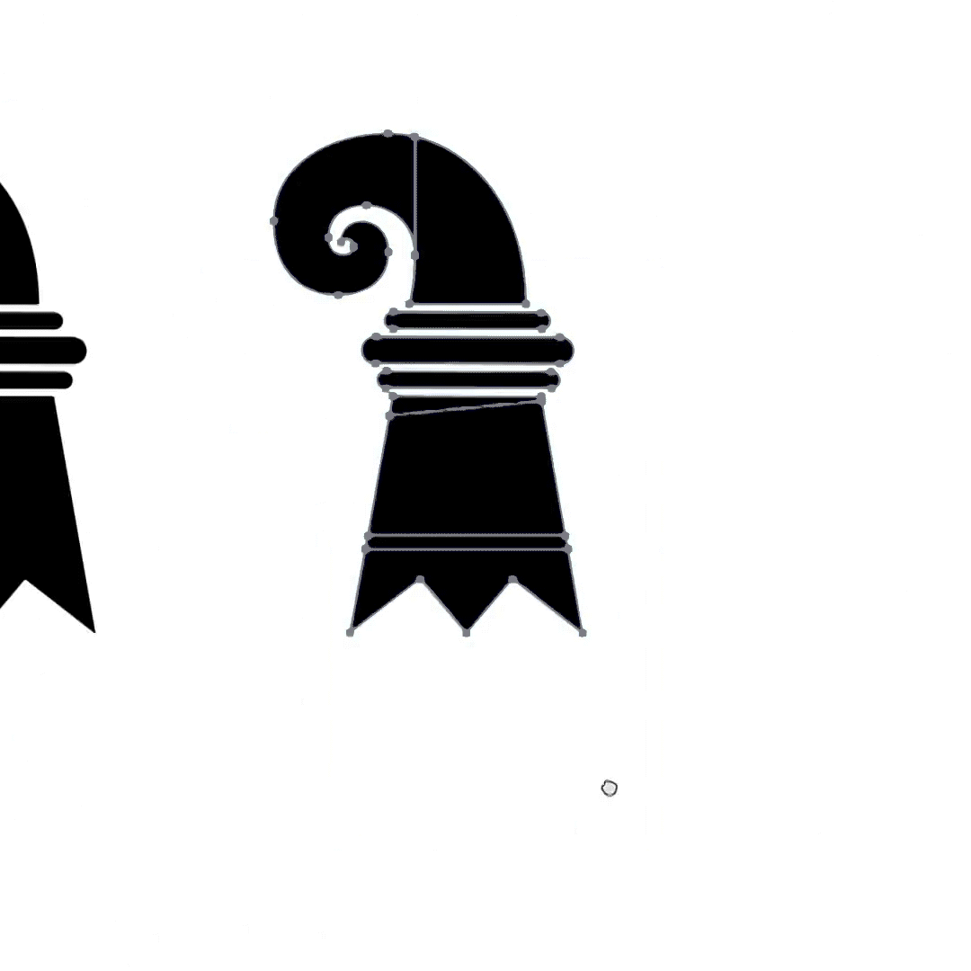 Animation des Vektor-Anpassungsprozesses beim Zerlegen des Baslerstabs in Adobe Illustrator