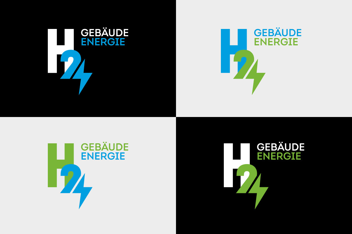 Logo-Variationen für H24 Gebäude Energie mit integriertem Blitz-Symbol