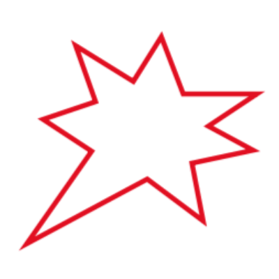 Grafisches Icon einer roten, zackigen Sprechblase für das Basler Schulblatt