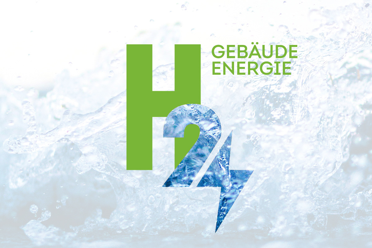 Logo-Visualisierung für H24 Gebäude Energie vor einer dynamischen Wassertextur
