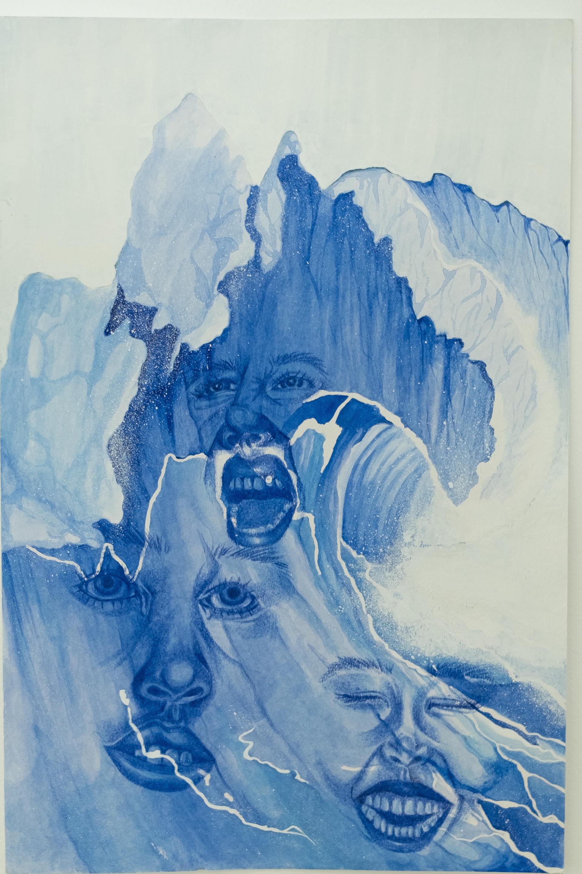 Waves, 2023, 12" x 18", gouache and color pencil on watercolor paper