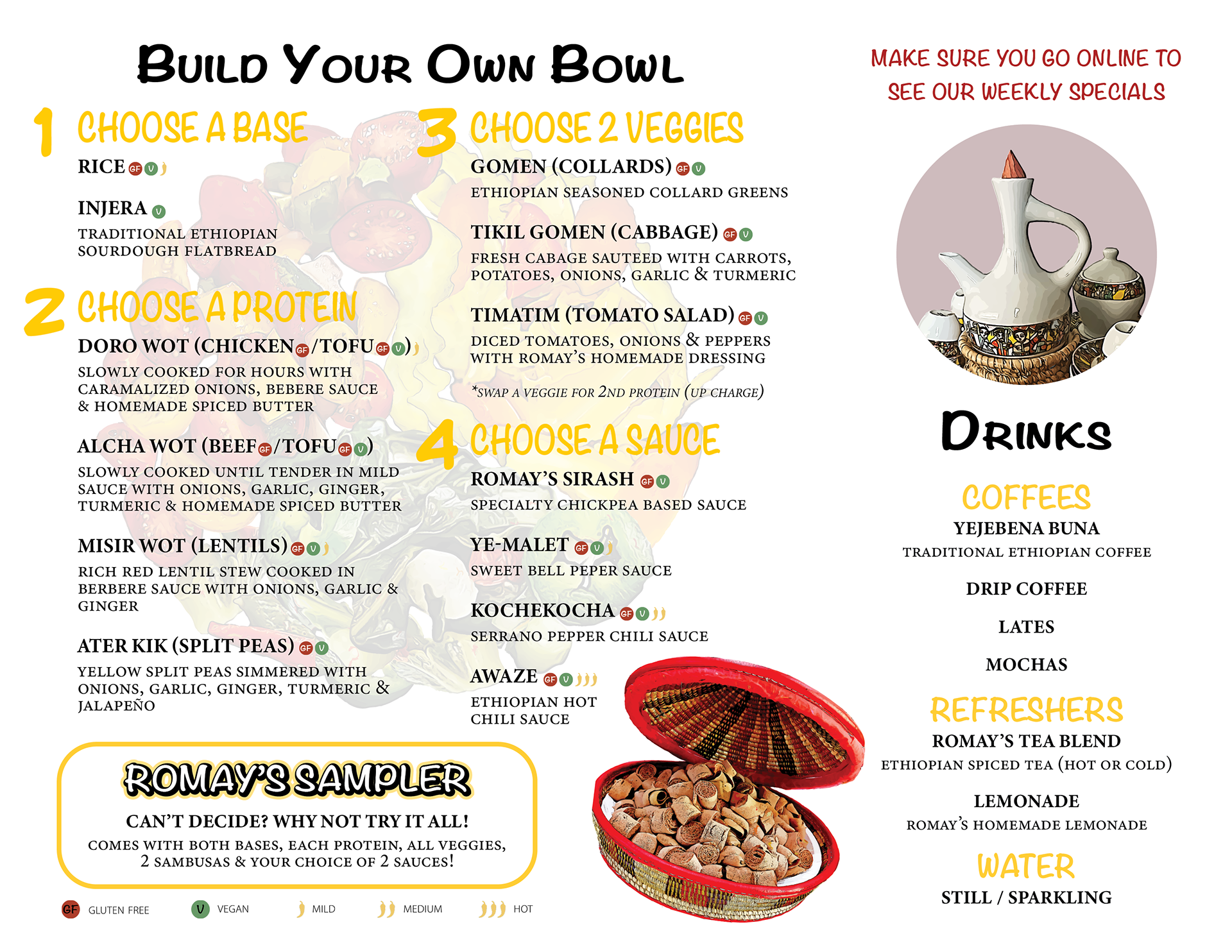Local Food Truck Trifold To Go Menu - Back Side