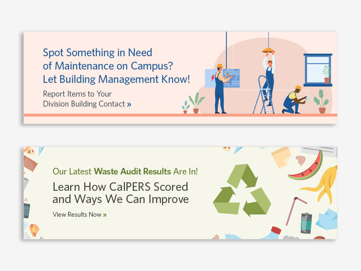 Spotlight ads – maintenance on campus and agency waste audit (848 x 250 px.)