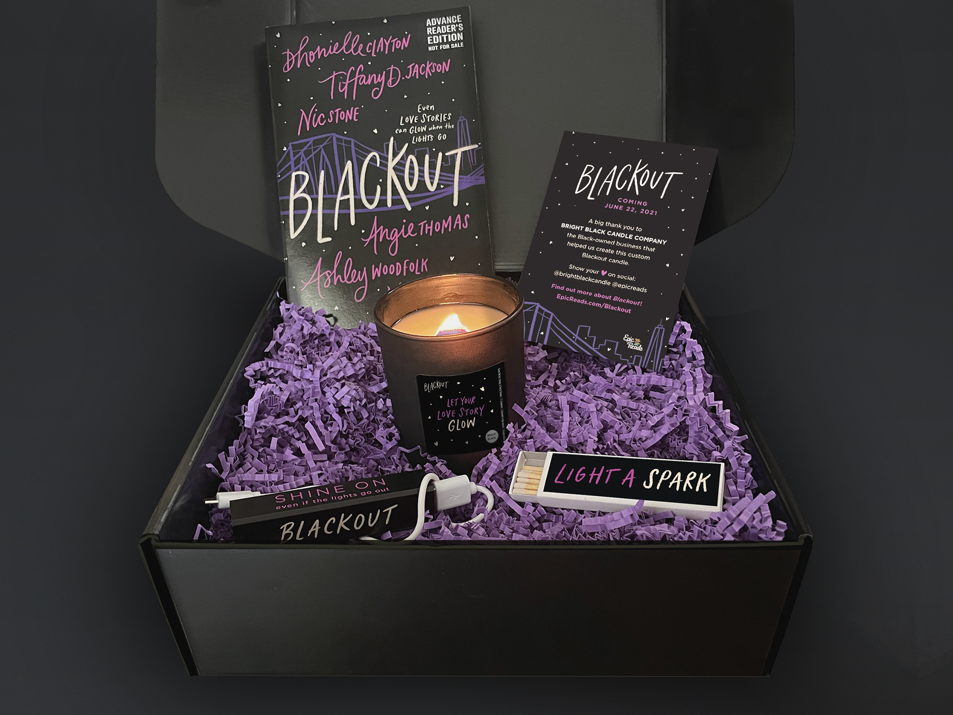 Influencer Box Mailing // Book // Postcard // Candle // Matches // Charger