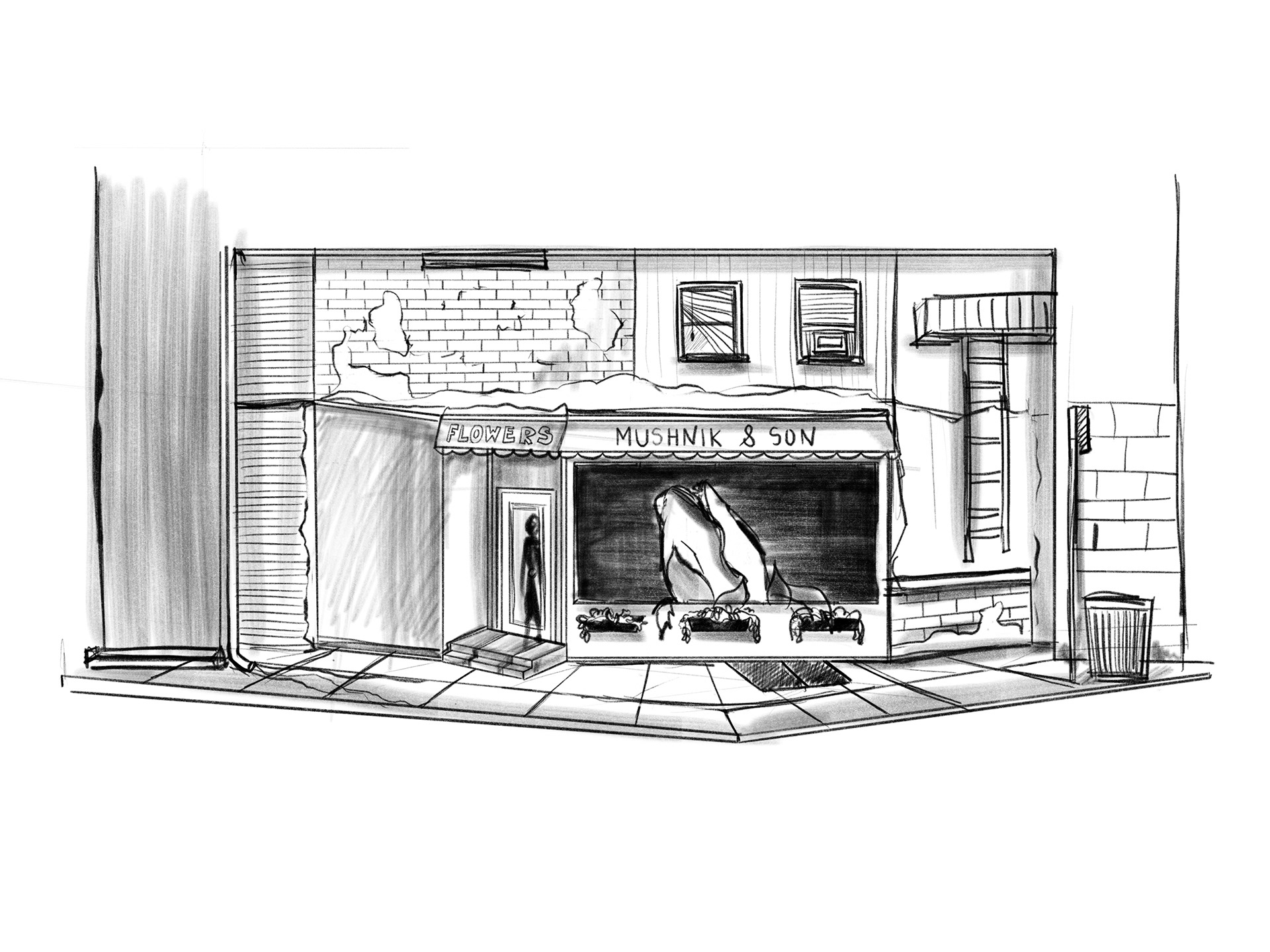 Shop Exterior Sketch