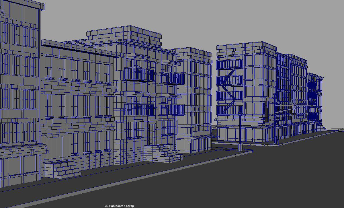 City block for boards and background reference wireframe