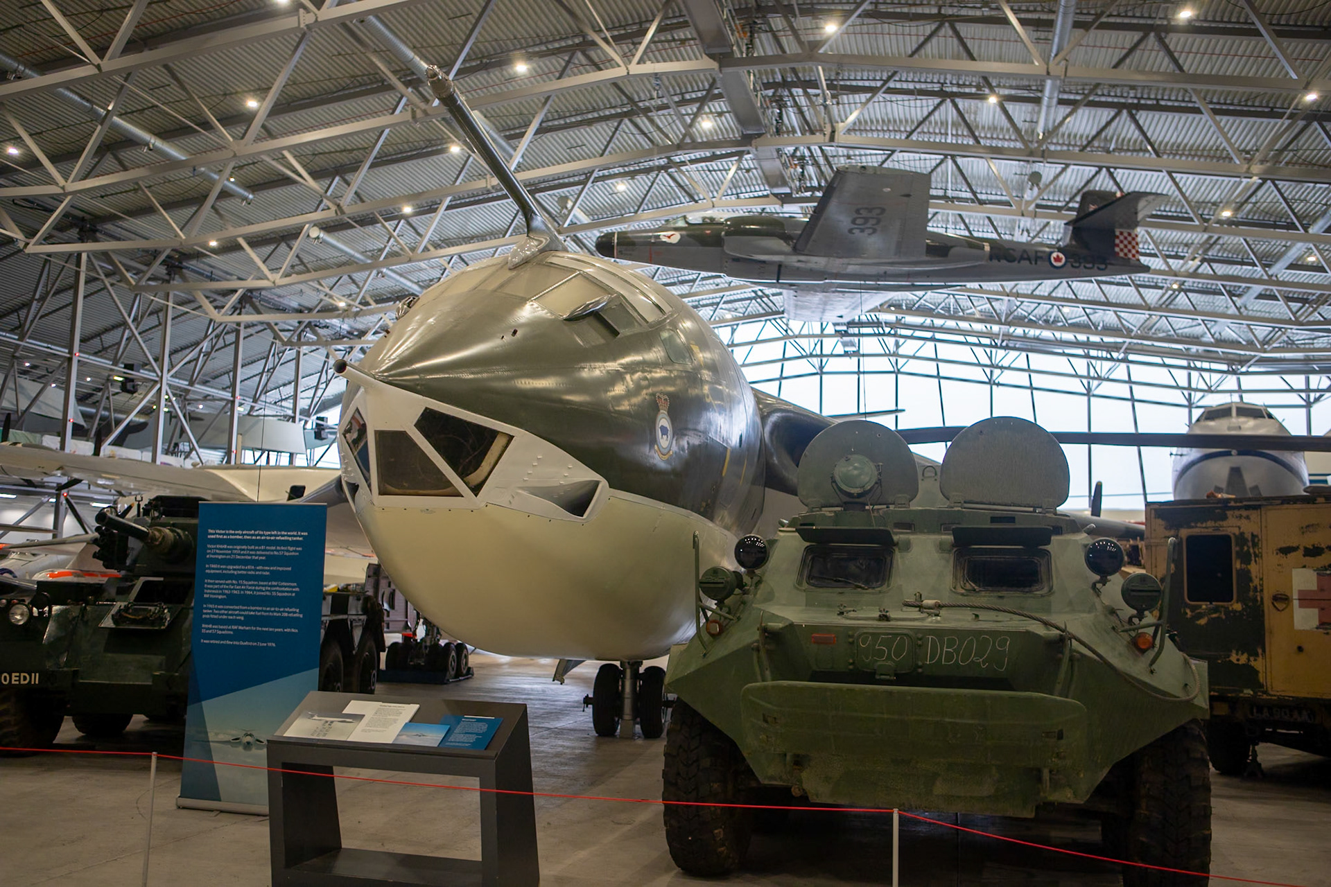 The Handley Page Victor is a British jet-powered strategic bomber developed and produced by Handley Page during the Cold War. It was the third and final 'V bomber' to be operated by the Royal Air Force (RAF), the other two being the Vickers Valiant and the Avro Vulcan.