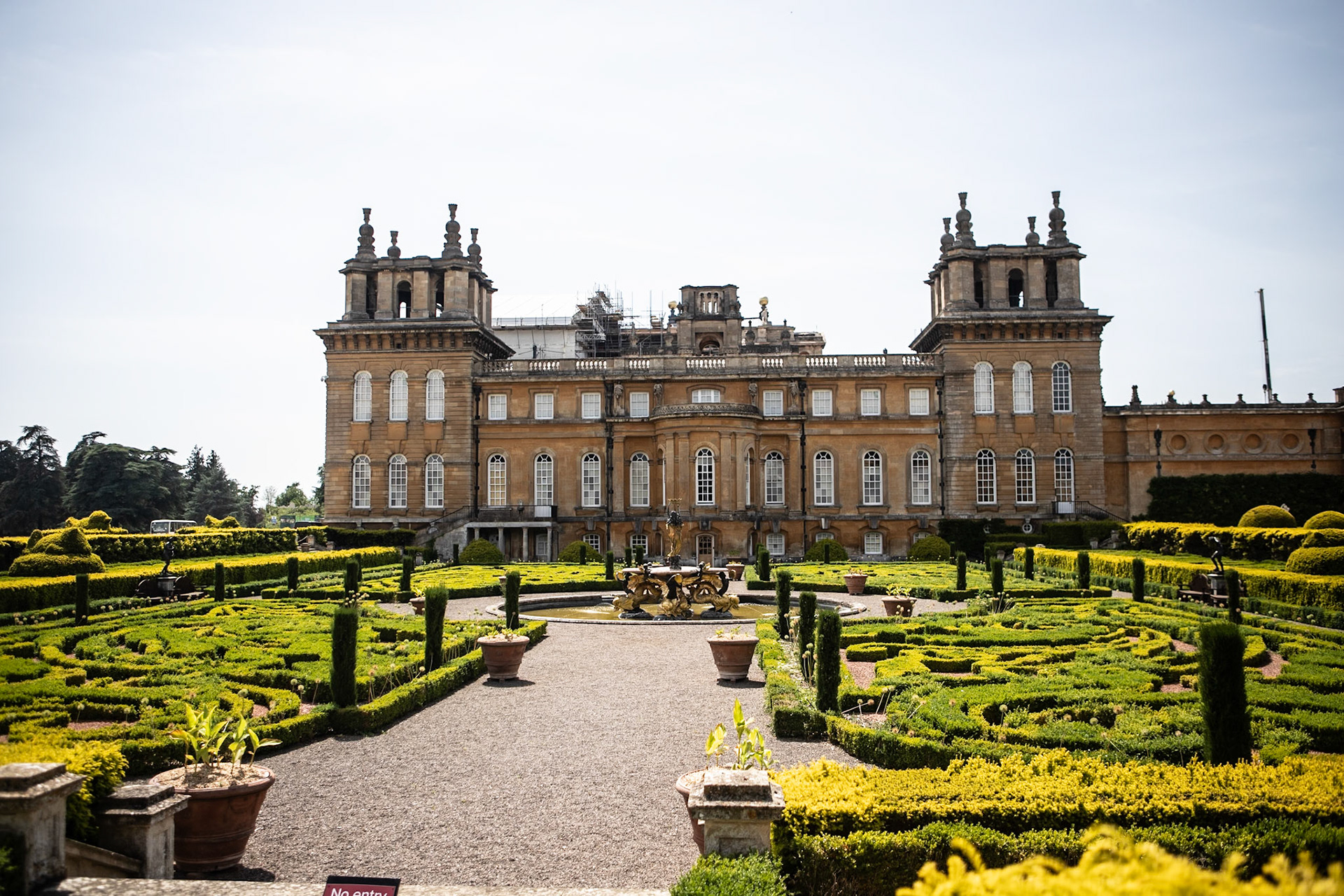 Blenheim Palace is a country house in Woodstock, Oxfordshire, England. It is the seat of the Dukes of Marlborough, and the birthplace of Sir Winston Churchill. Originally called Blenheim Castle, it has been known as Blenheim Palace since the 19th century. One of England's largest houses, it was built between 1705 and 1722, and was designated a UNESCO World Heritage Site in 1987