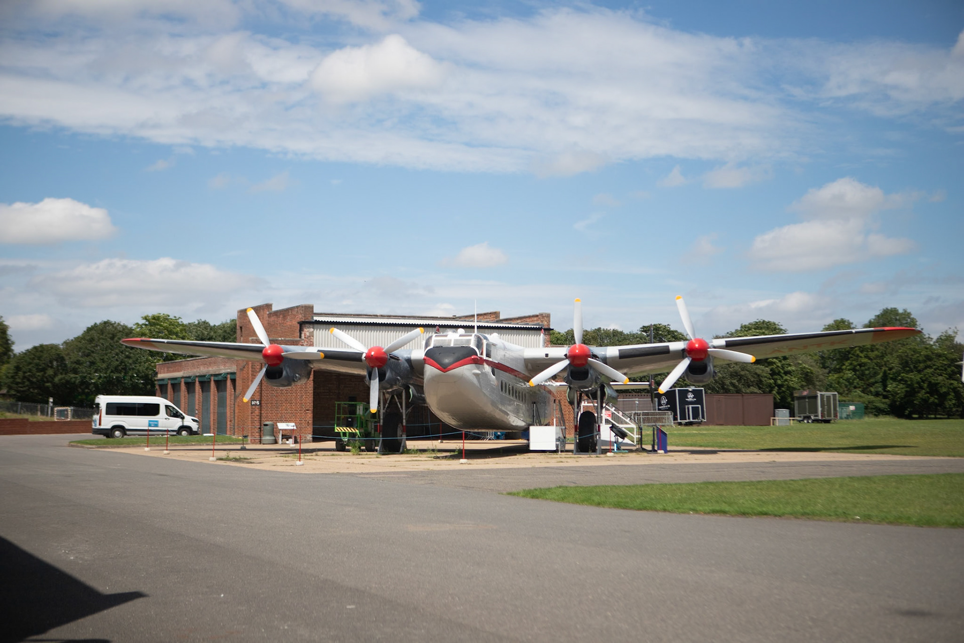 The Avro 691 Lancastrian was a British and Canadian passenger and mail transport aircraft of the 1940s and 1950s developed from the Avro Lancaster heavy bomber. The Lancastrian was basically a modified Lancaster bomber without armour or armament and with the gun turrets replaced by streamlined metal fairings, including a new nose section. The initial batch was converted directly from Lancasters; later batches were new builds.