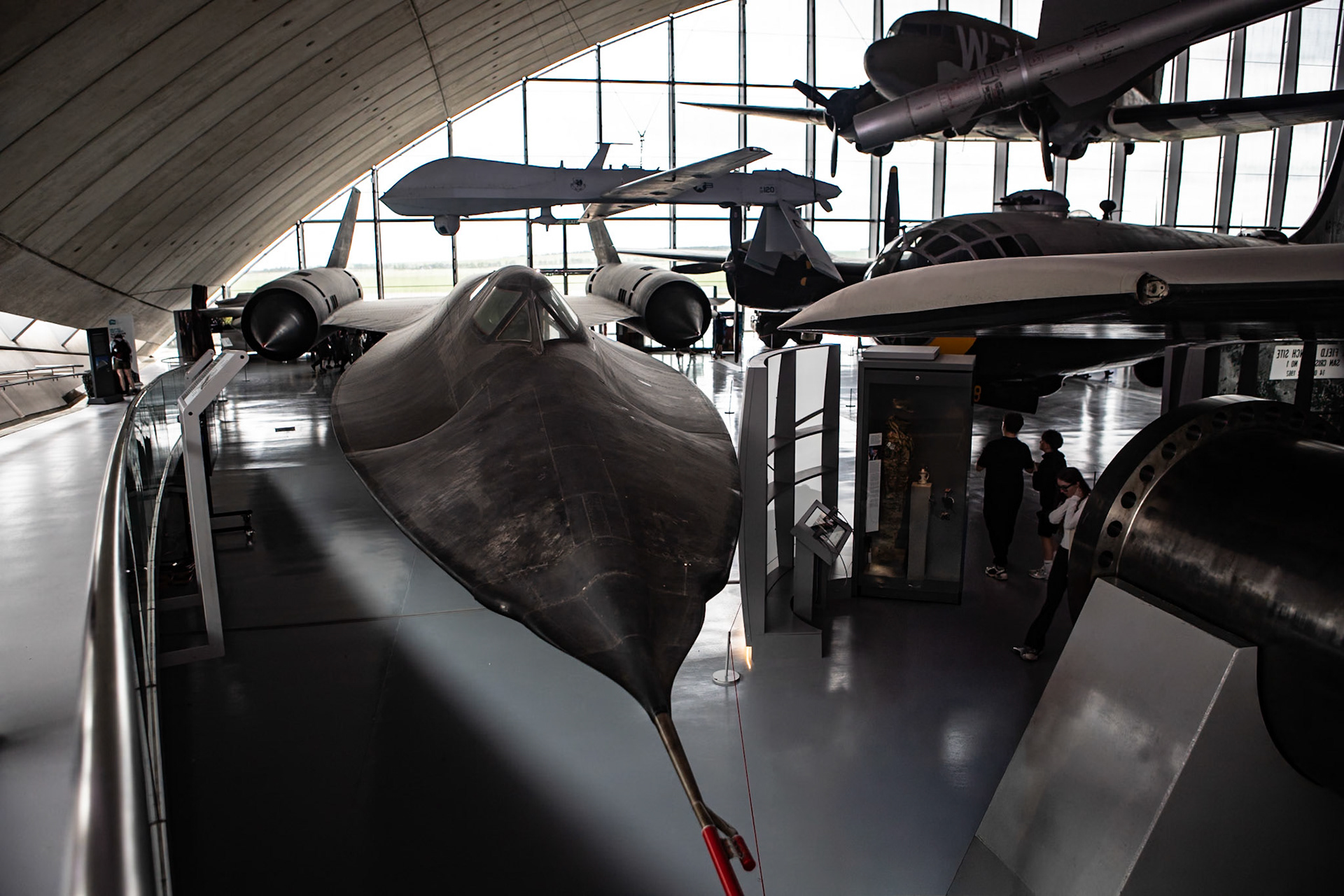 The Lockheed SR-71 "Blackbird" is a retired long-range, high-altitude, Mach 3+ strategic reconnaissance aircraft that was developed and manufactured by the American aerospace company Lockheed Corporation. Its nicknames include "Blackbird" and "Habu". The SR-71 Blackbird at IWM Duxford has flown higher than any other. It set the world record for sustained altitude flight in 1976, flying at 85,000 feet.