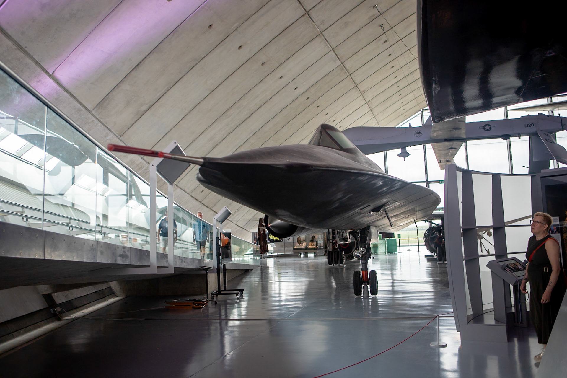 The Lockheed SR-71 "Blackbird" is a retired long-range, high-altitude, Mach 3+ strategic reconnaissance aircraft that was developed and manufactured by the American aerospace company Lockheed Corporation. Its nicknames include "Blackbird" and "Habu". The SR-71 Blackbird at IWM Duxford has flown higher than any other. It set the world record for sustained altitude flight in 1976, flying at 85,000 feet.