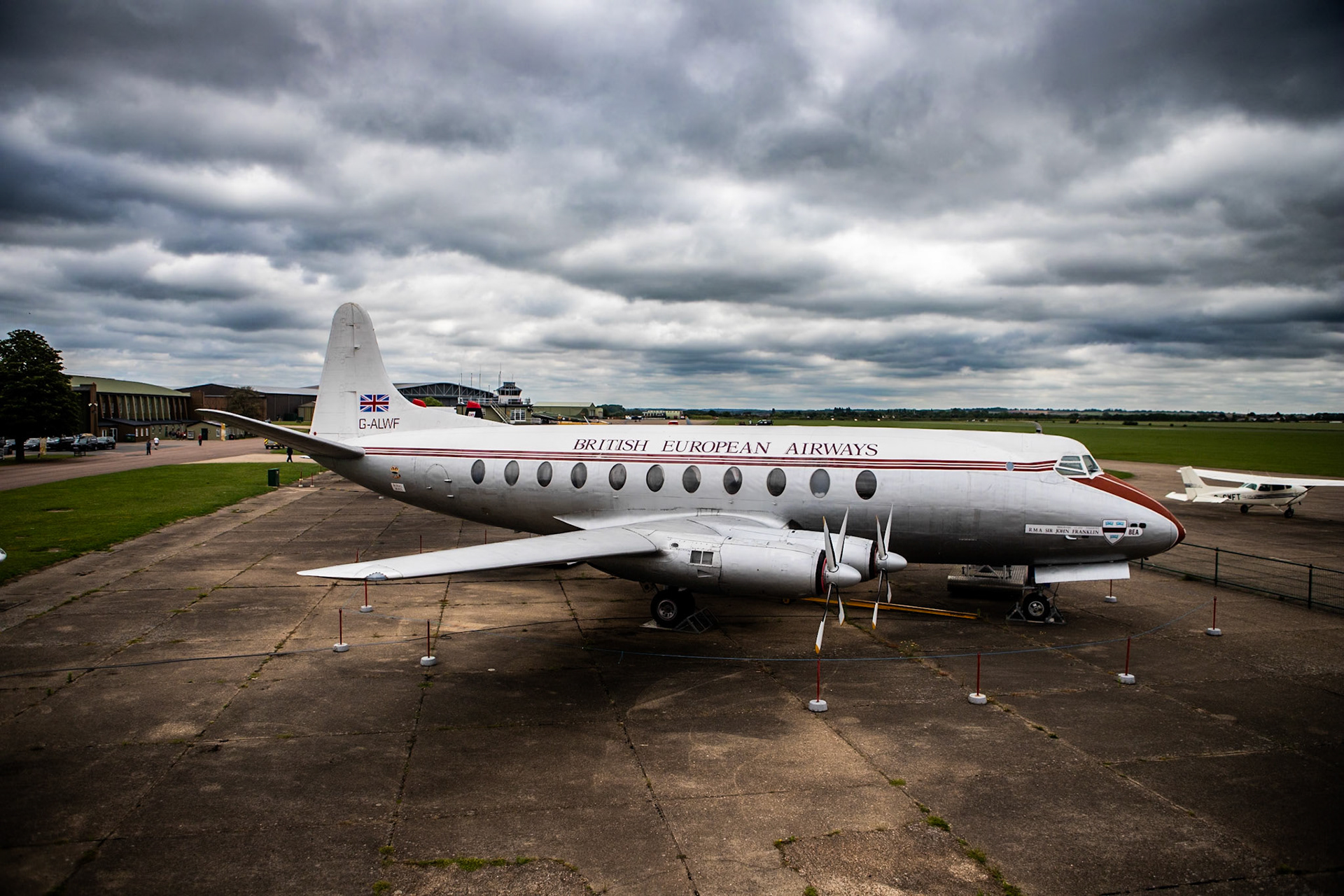 G-ALWF is the second production Vickers Viscount 701 turboprop aircraft, historically named RMA Sir John Franklin. It is the oldest surviving Viscount and the oldest turboprop airliner still in existence