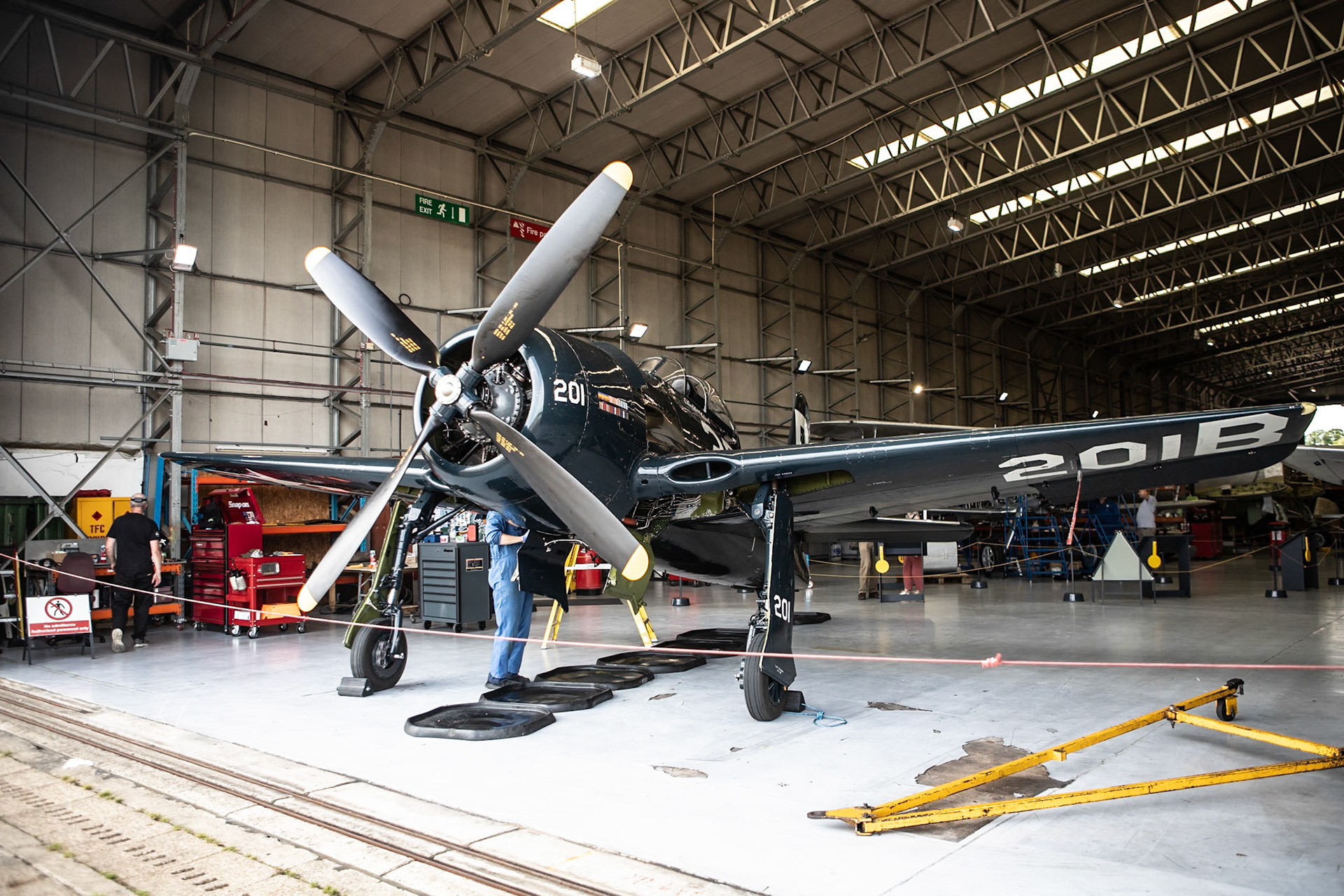 The Grumman F8F Bearcat is an American single-engined, carrier-based, fighter aircraft introduced in late World War II. It served during the mid-20th century in the United States Navy, the United States Marine Corps, and the air forces of other nations. It was Grumman Aircraft's last piston-engined fighter aircraft.