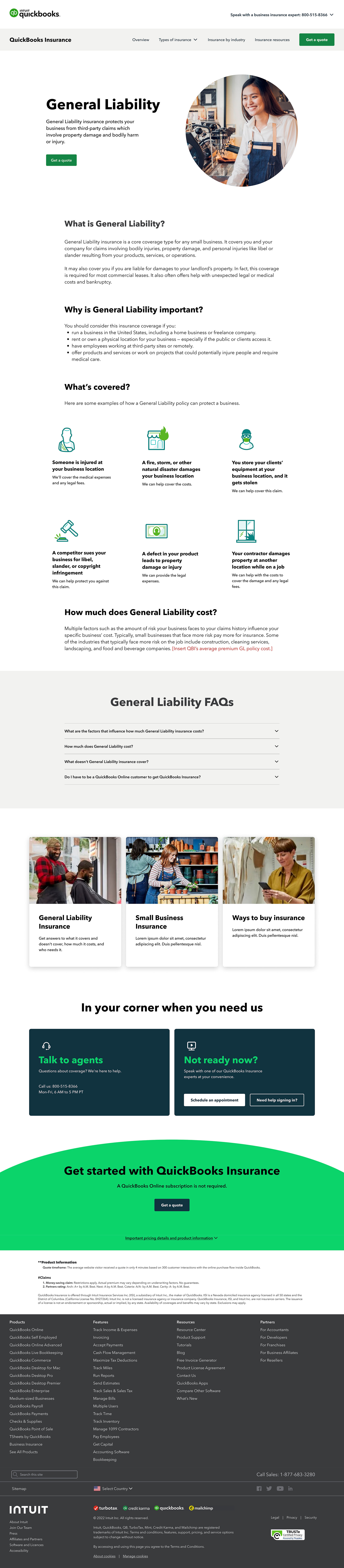 Page from renovated website