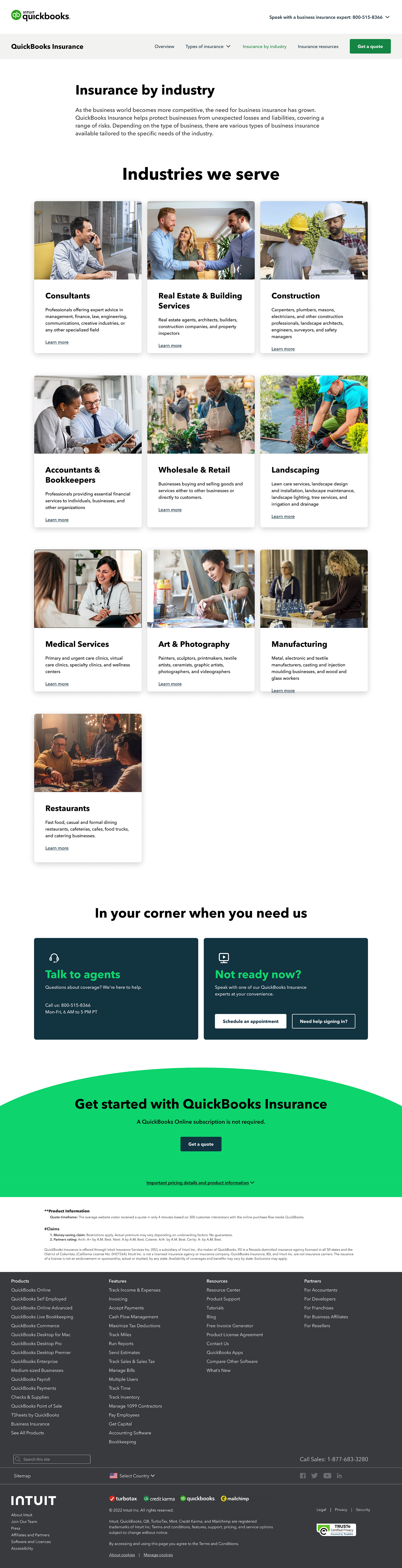 Page from renovated website