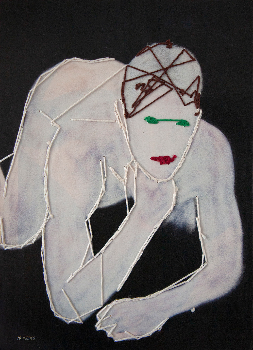 # 18 | 2020 | Embroidery on erased image from a magazine | 20cm x 27.6cm
