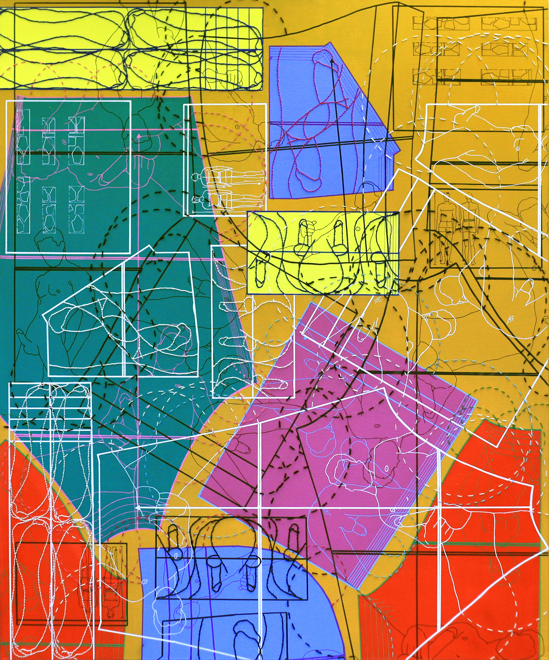 Pattern # 6718   |   Acrylic paint and embroidery on canvas   |   2019   |   119.5cm x 99.5cm
