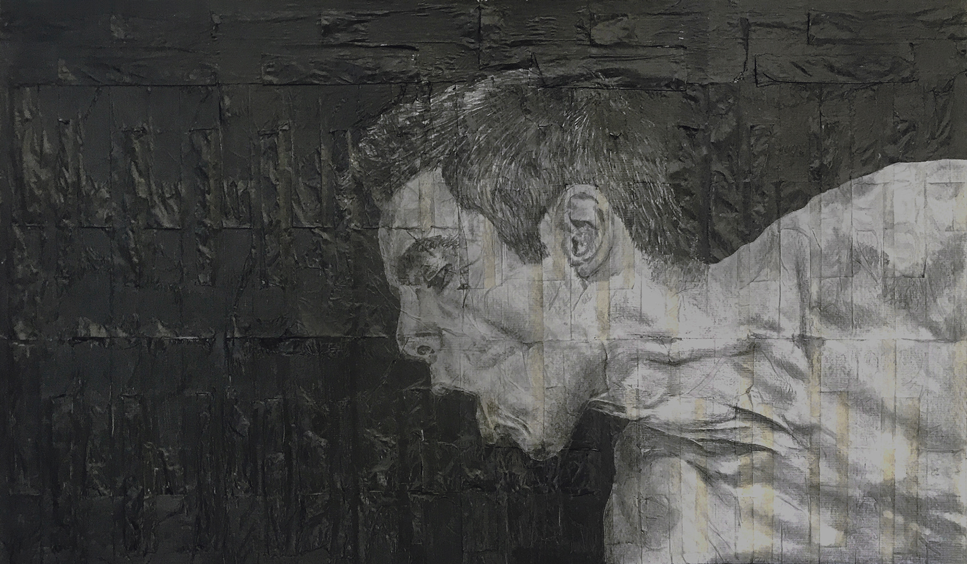 ■■■■■ and Nathan | 2020 | Pencil on fag (cigarette) papers | 42cm x 24.8cm