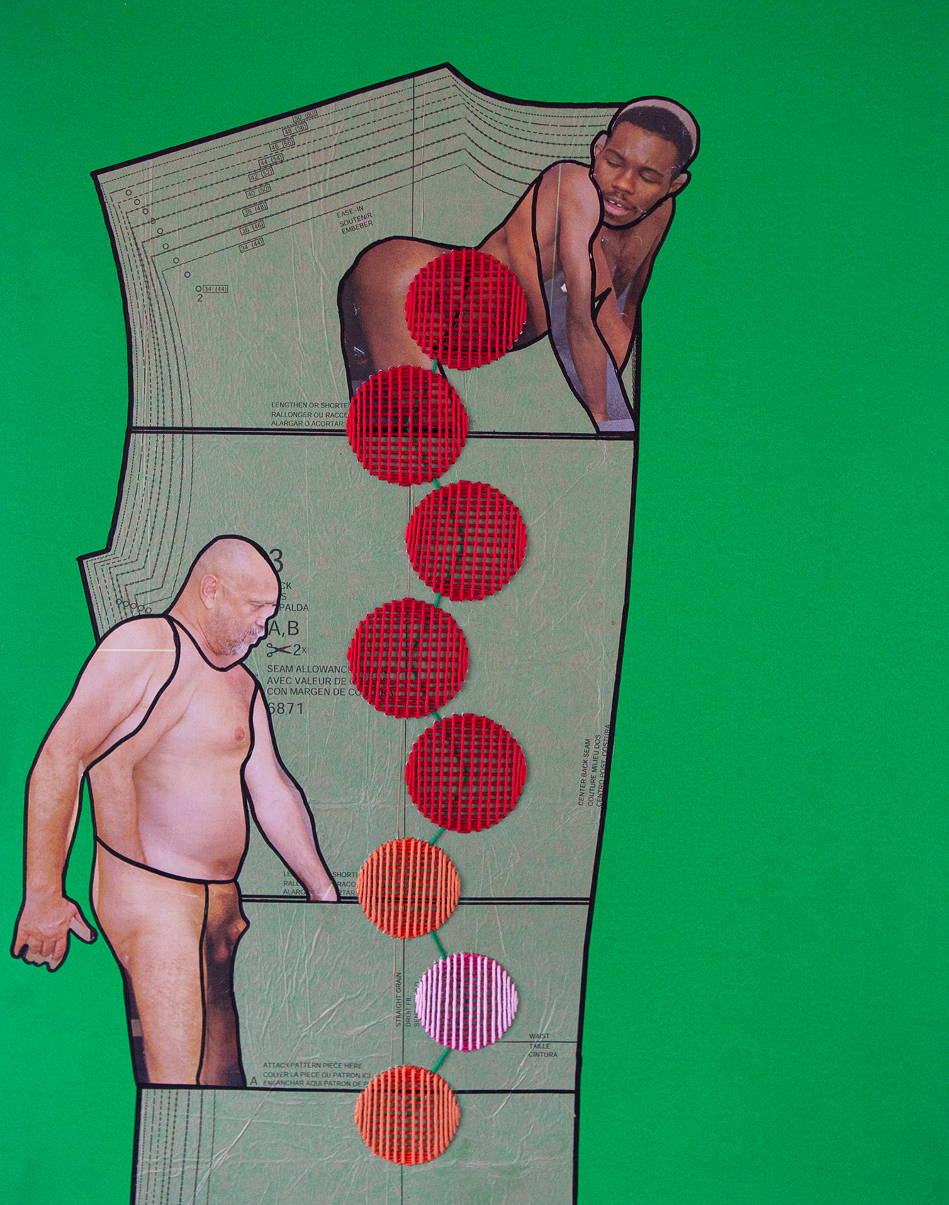 Titus Green Room Aroma | 2020 | Collage and embroidery on paper | 50cm x 63.5cm