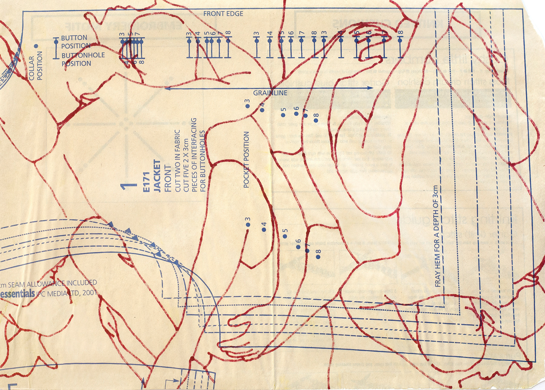 Title: Pattern E171#1 | Date: 2001 | Medium: Ink on paper sewing pattern | Dimensions: 39.5cm x 28cm