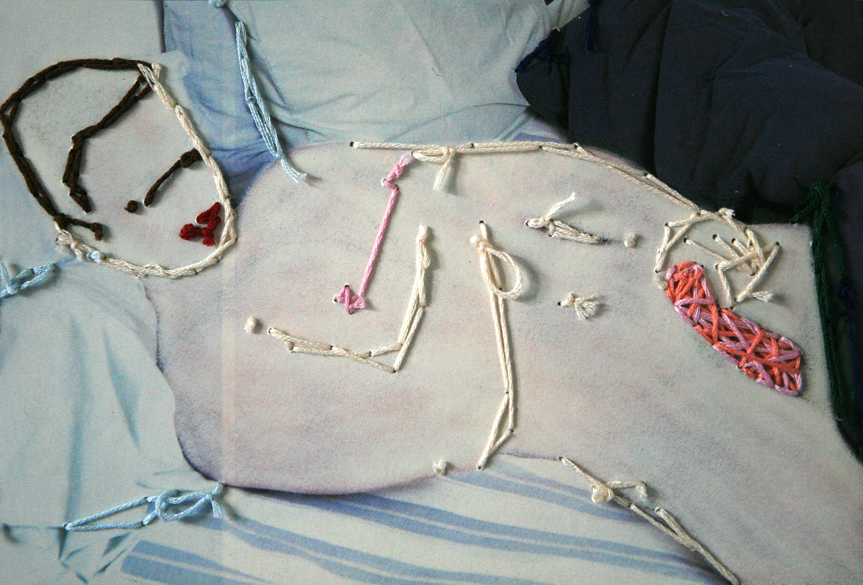 # 9 | 2020 | Embroidery on erased image from a magazine | 20.2cm x 13.7cm