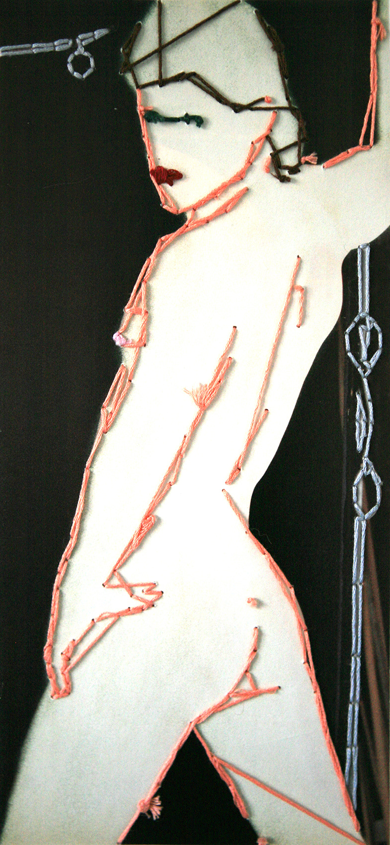 # 8 | 2020 | Embroidery on erased image from a magazine | 12.7cm x 27.5cm