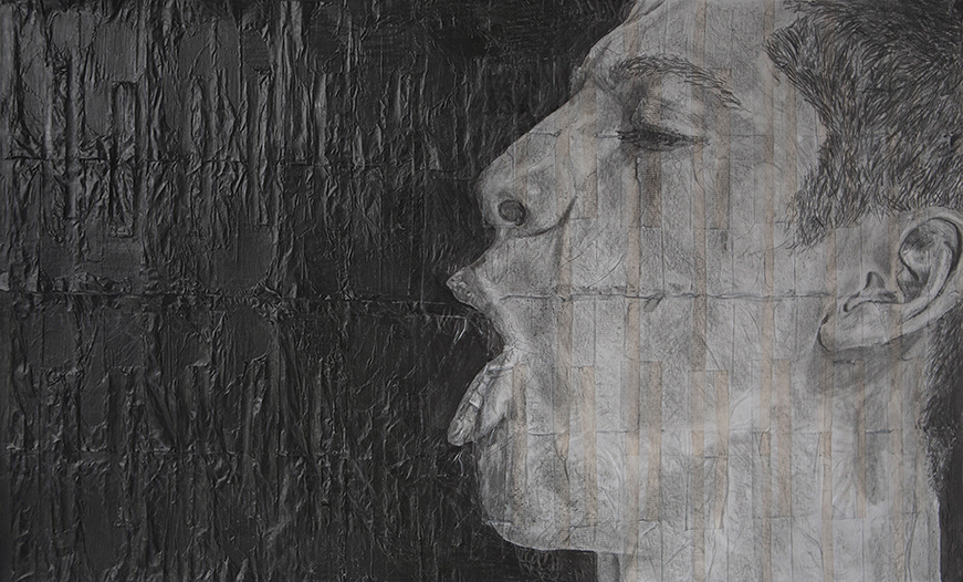 β β β β β β β and Johnny | 2020 | Pencil on fag (cigarette) papers | 42cm x 25.3cm