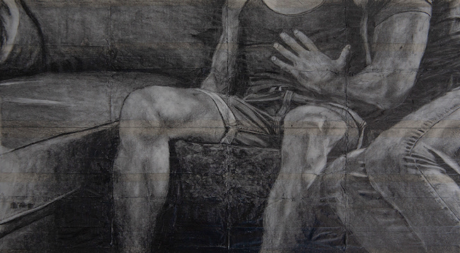 π΄ Jerry and Alan | 2023 | Pencil on fag (cigarette) papers | 27.6cm x 15.2cm