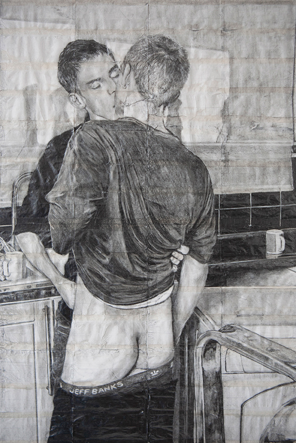 π΄ Peter and Geoff | 2022 | Pencil on fag (cigarette) papers | 27.3cm x 40.8cm