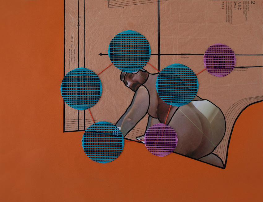 Ooh aah...just a little bit   |   2020   |   Collage and embroidery on paper   |   65cm x 50cm