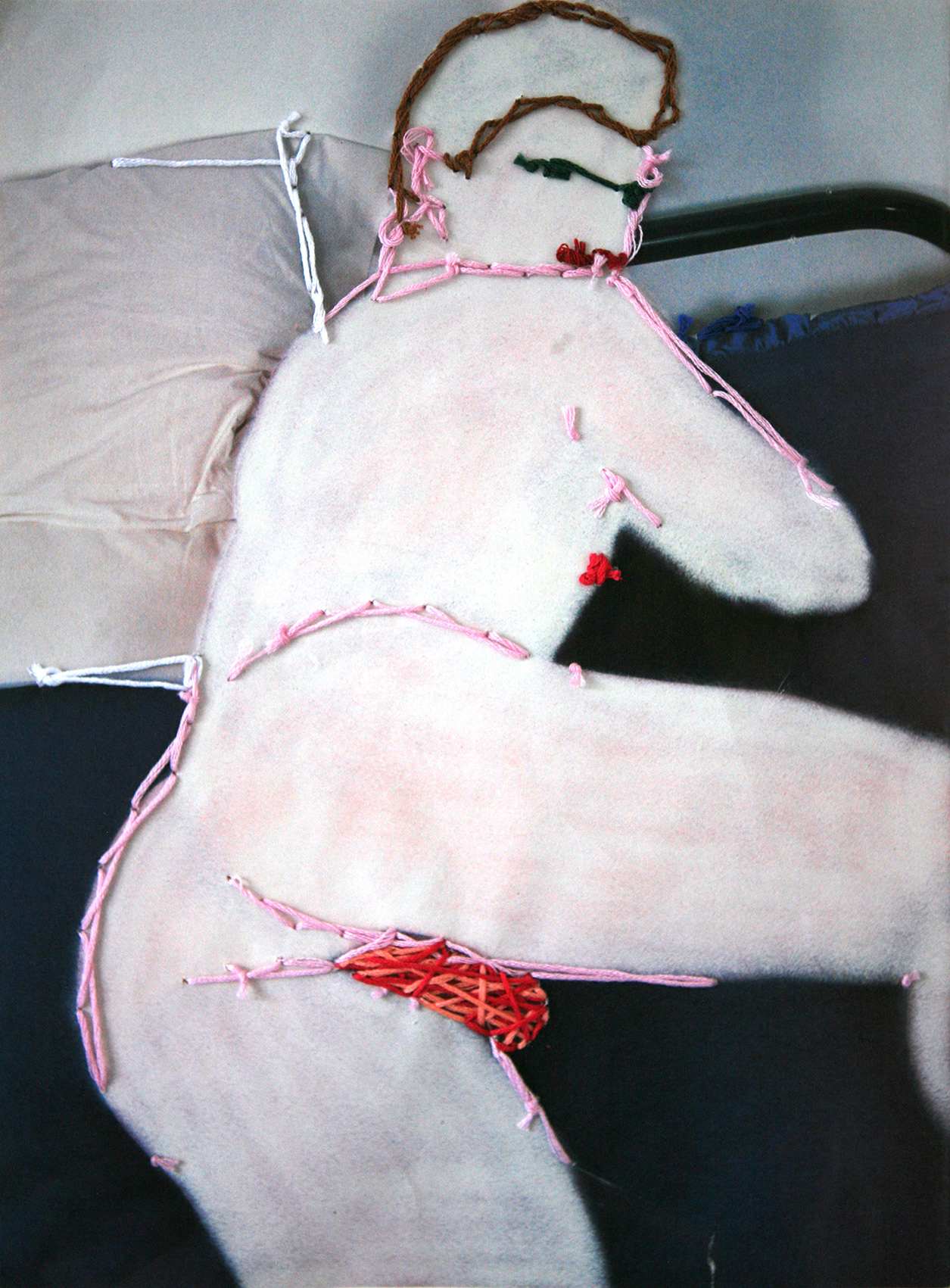 # 4 | 2020 | Embroidery on erased image from a magazine | 20.3cm x 27.5cm
