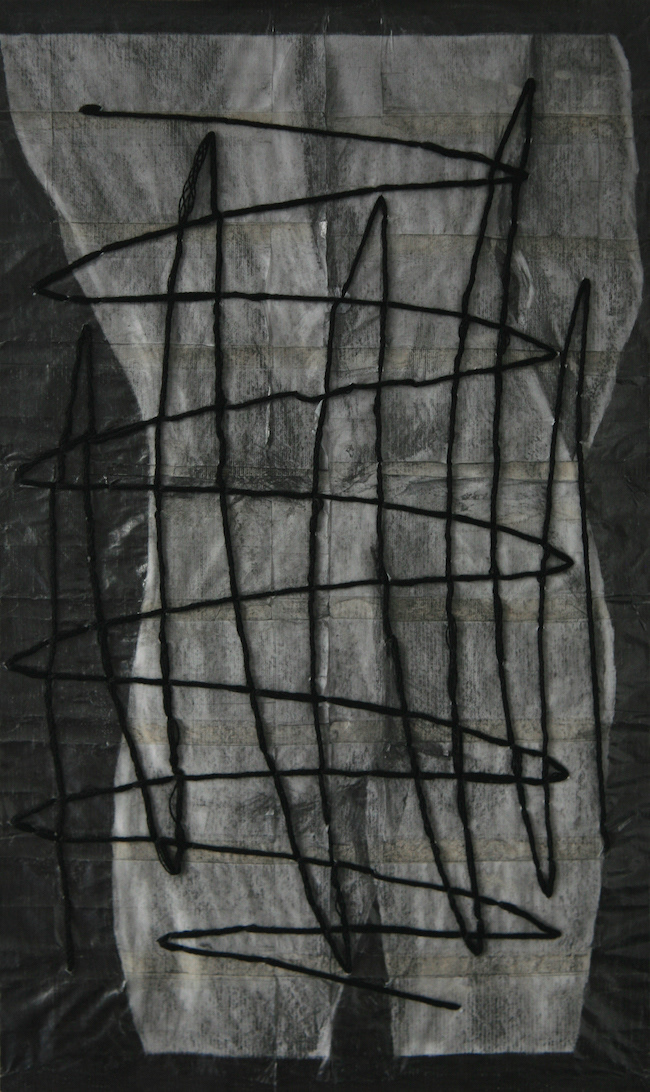 🔴   Untitled #1   |   2020   |   Embroidery and pencil on fag (cigarette) papers   |   21cm x 29.7cm