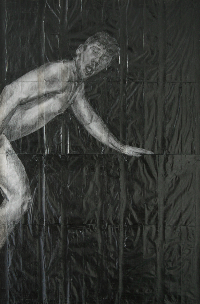 Pleasuring himSELF ISOLATION #3   |   2020   |   Pencil on fag (cigarette) papers   |   21cm x 29.7cm