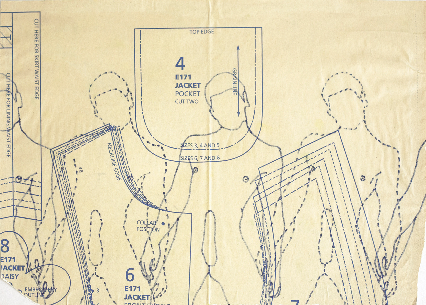 Title: Pattern E171#1 | Date: 2001 | Medium: Ink on paper sewing pattern | Dimensions: 39.5cm x 28cm
