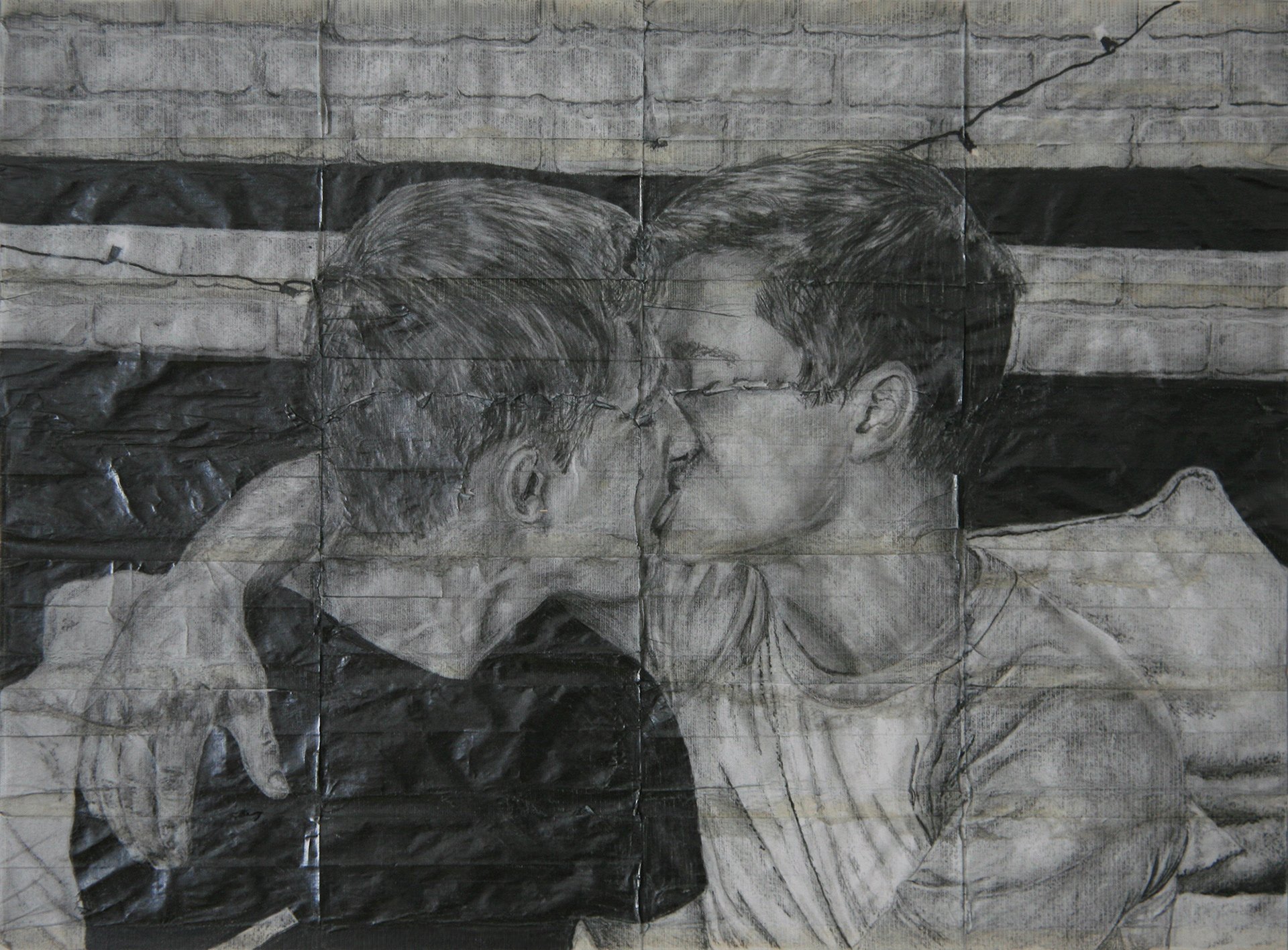 Paul and Steven #1 | 2020 | Pencil on fag (cigarette) papers | 28cm x 20.8cm