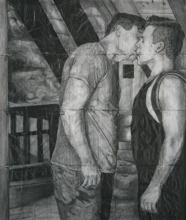 🔴   Robbie and Lucas   |   2020   |   Pencil on fag (cigarette) papers   |   23.3cm x 27.5cm