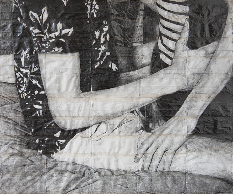 Matthew and Hugh | 2023 | Pencil on fag (cigarette) papers | 34.3cm x 28.5cm