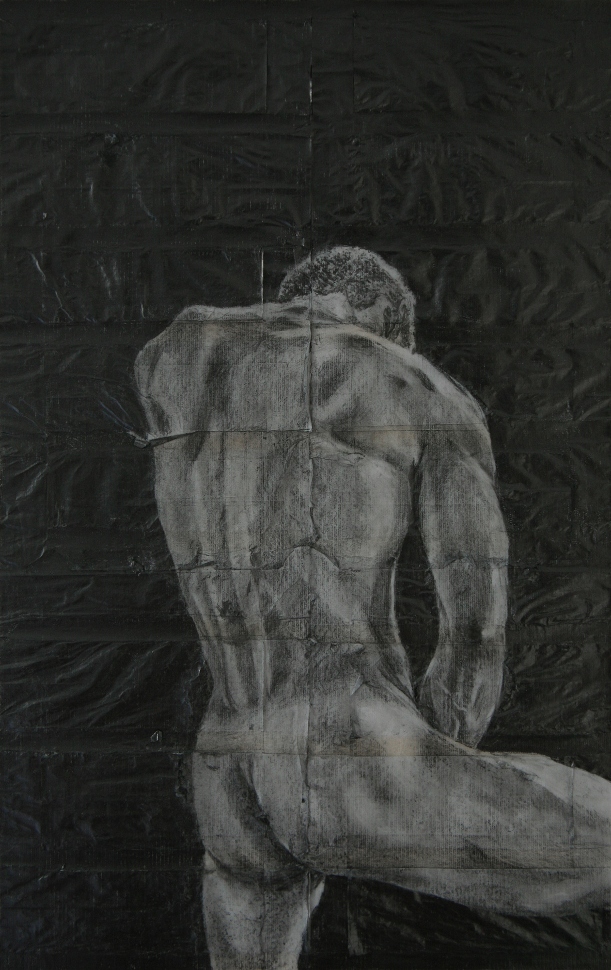 Pleasuring himSELF ISOLATION #4 | 2020 | Pencil on fag (cigarette) papers | 21cm x 29.7cm