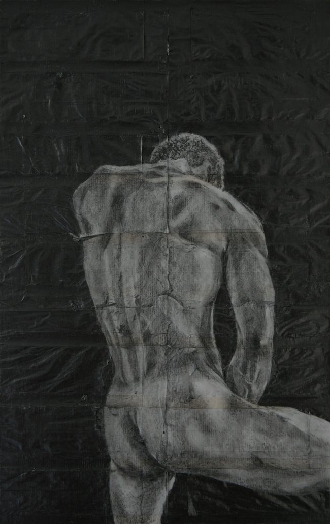 🔴   Pleasuring himSELF ISOLATION #4   |   2020   |   Pencil on fag (cigarette) papers   |   21cm x 29.7cm