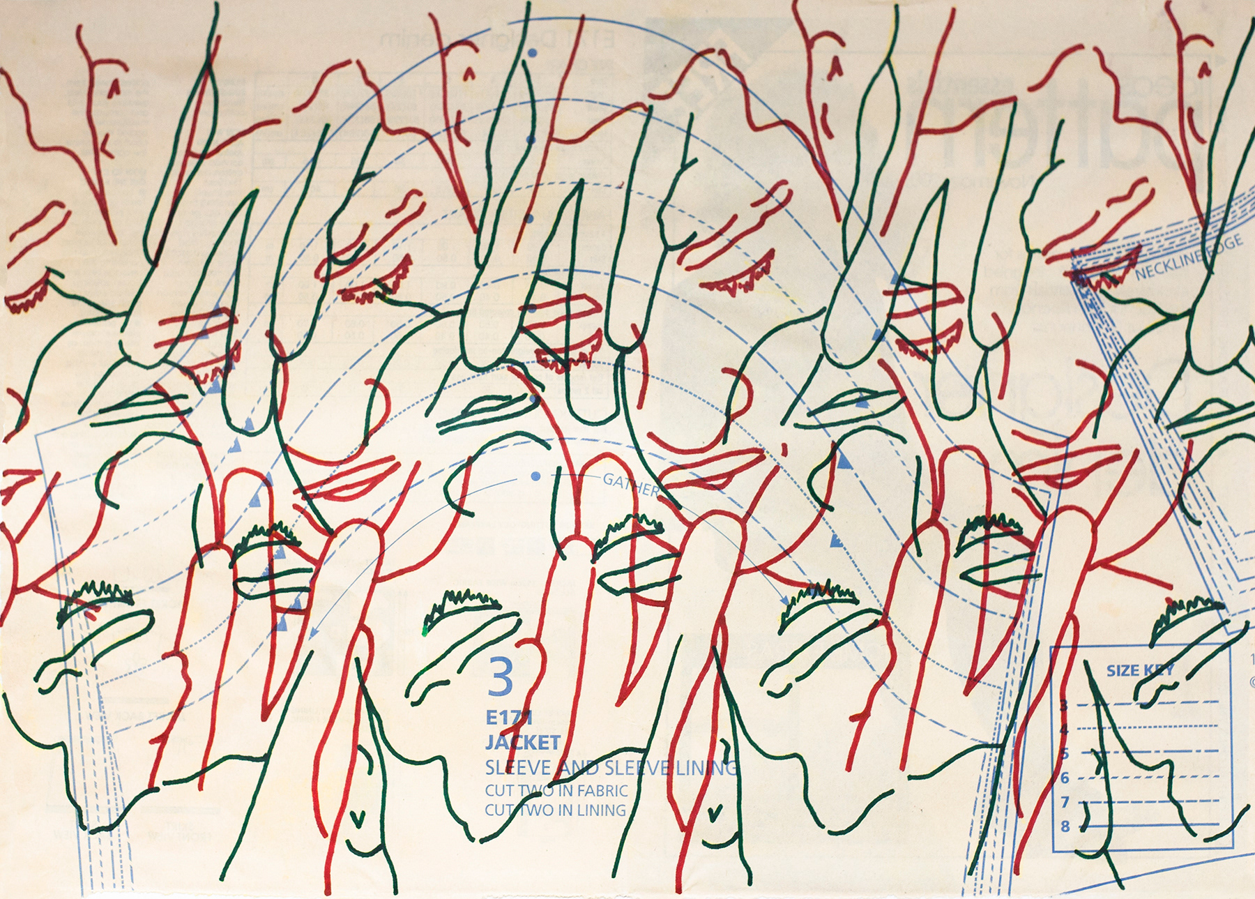 Title: Pattern E171#3 | Date: 2001 | Medium: Ink on paper sewing pattern | Dimensions: 39.5cm x 28cm