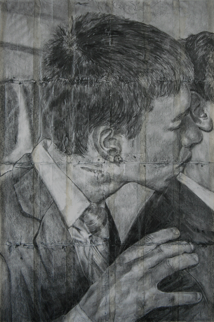 🔴   William and Chris   |   2020   |   Pencil on fag (cigarette) papers   |   18.3cm x 27.5cm