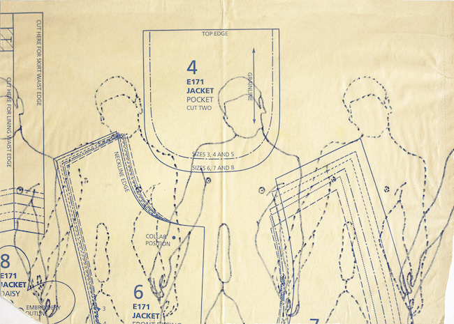🔴   Pattern E171#4   |   2001   |   Ink on paper sewing pattern   |   39.5cm x 28cm