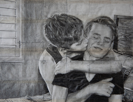 π΄ Patrick and Billy | 2022 | Pencil on fag (cigarette) papers | 22cm x 17.2cm