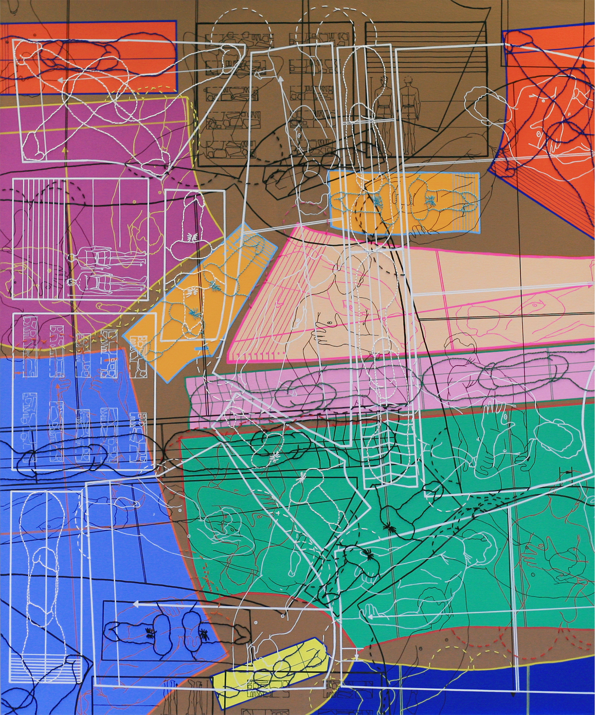 🔴   Pattern # 6814   |   Acrylic paint and embroidery on canvas   |   2019   |   119.5cm x 99.5cm