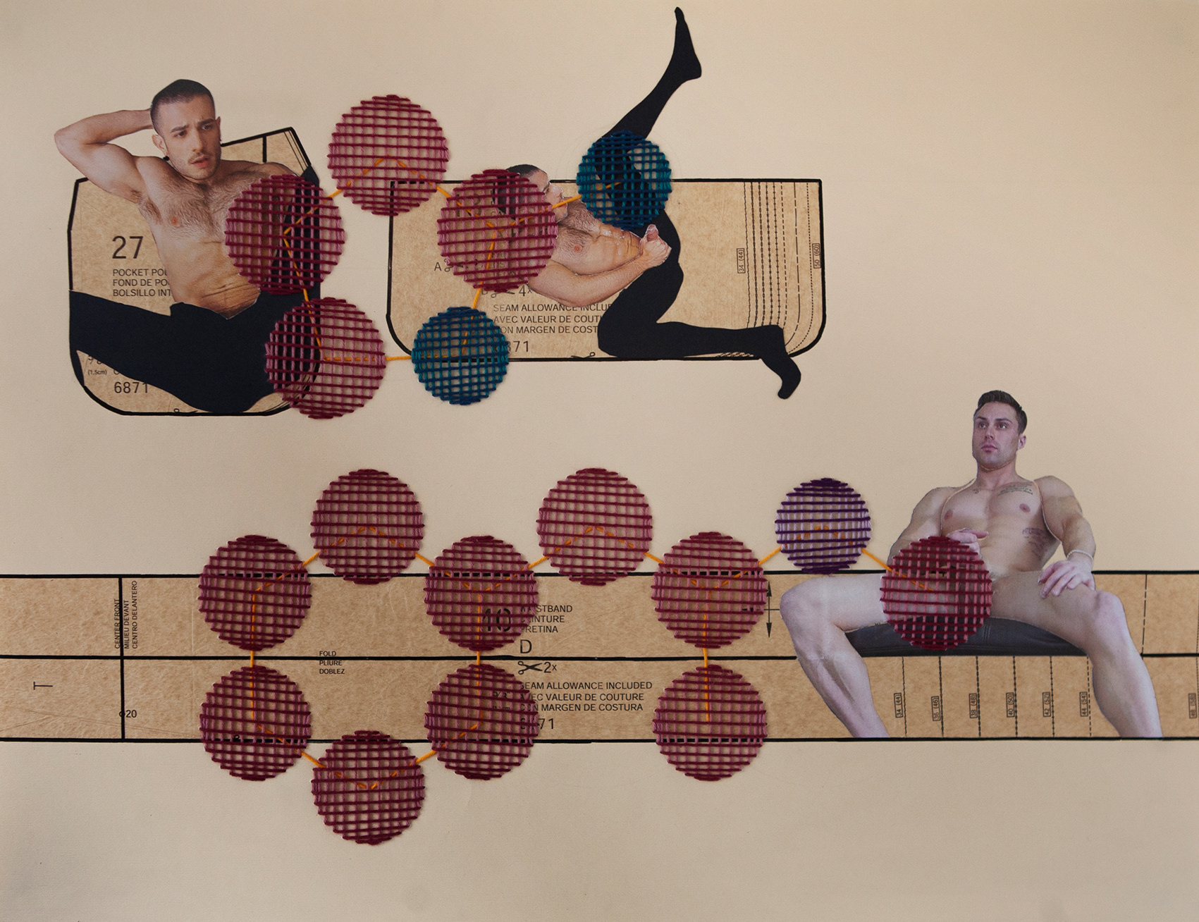 GnT | 2020 | Collage and embroidery on paper | 65cm x 50cm